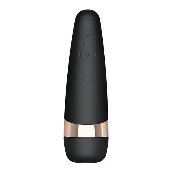 Satisfyer Pro 3 Vibrations luchtdrukvibrator in mat zwart met roségouden accent en bedieningsknoppen