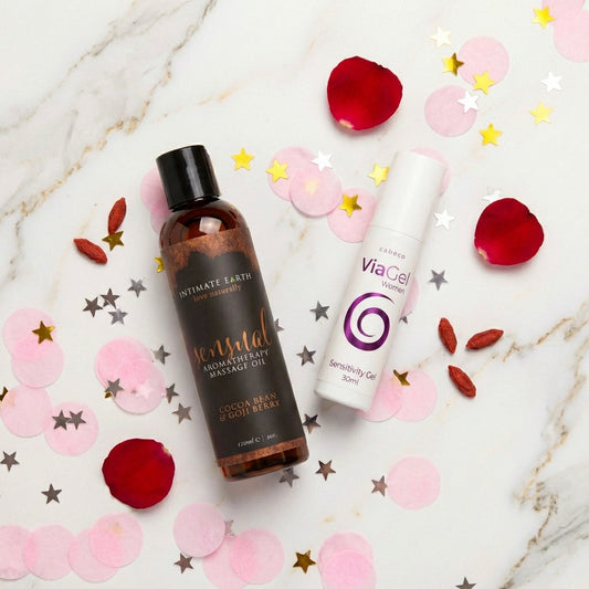 Stimulerende gels en serums collectie gepresenteerd op een stijlvolle achtergrond met zachte kleuren voor productoverzicht