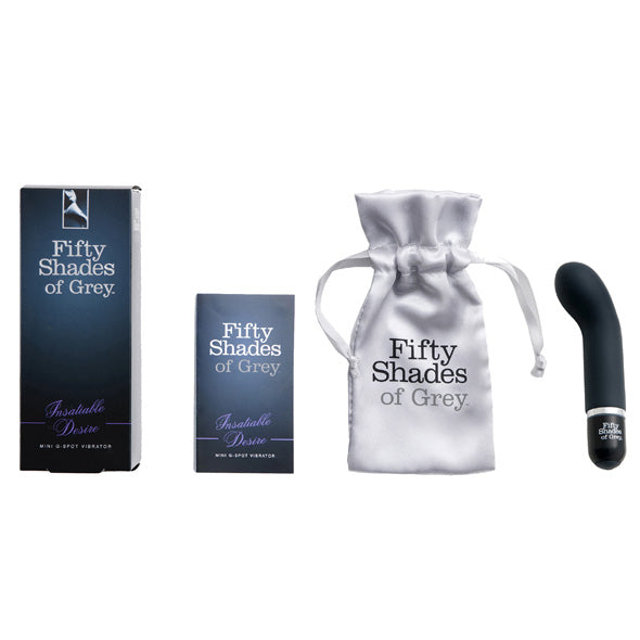 Mini G-Spot Vibrator Fifty Shades of Grey complete set met donkergrijze doos en satijnen opbergzakje