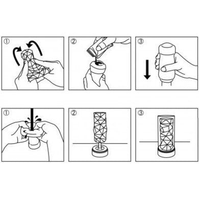 Gebruiksinstructie Tenga 3D Polygon in zes stappen: omkeren, glijmiddel, gebruik en reiniging