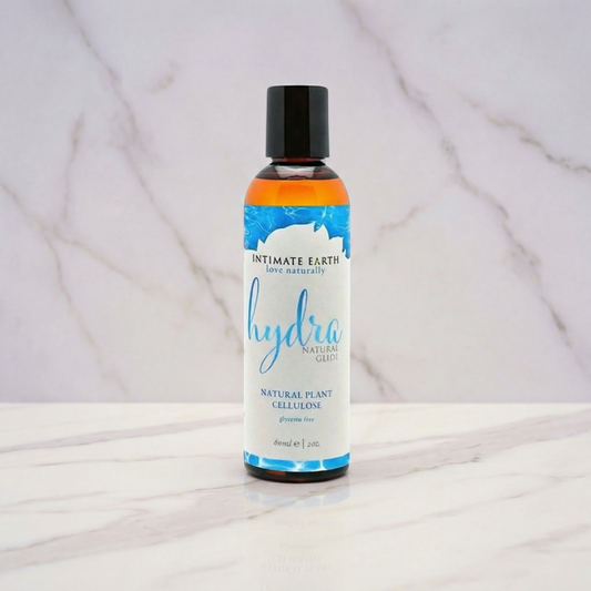 Intimate Earth Hydra Natural Glide amberkleurige fles glijmiddel op waterbasis 60 ml zwarte dop