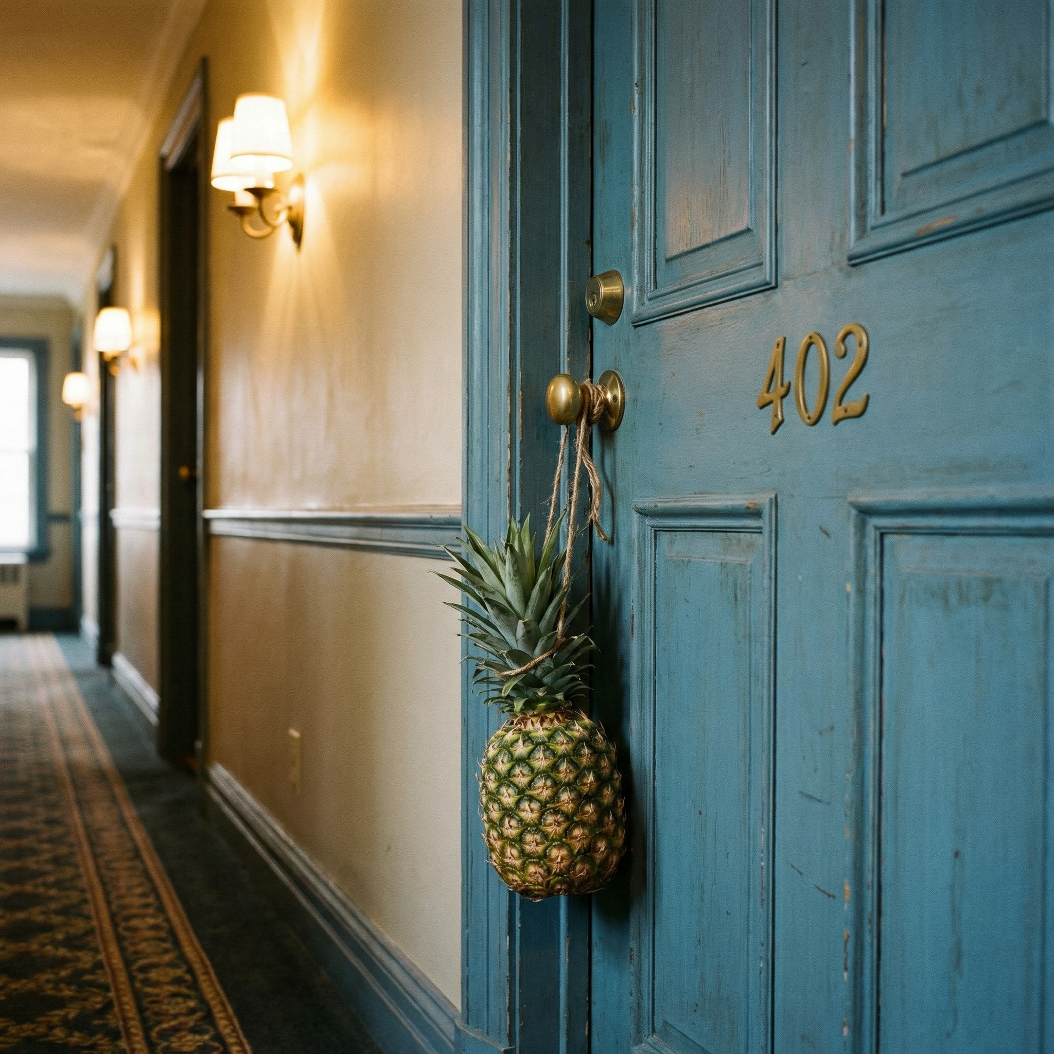 teken van swingers Ananas aan de deur van hotel