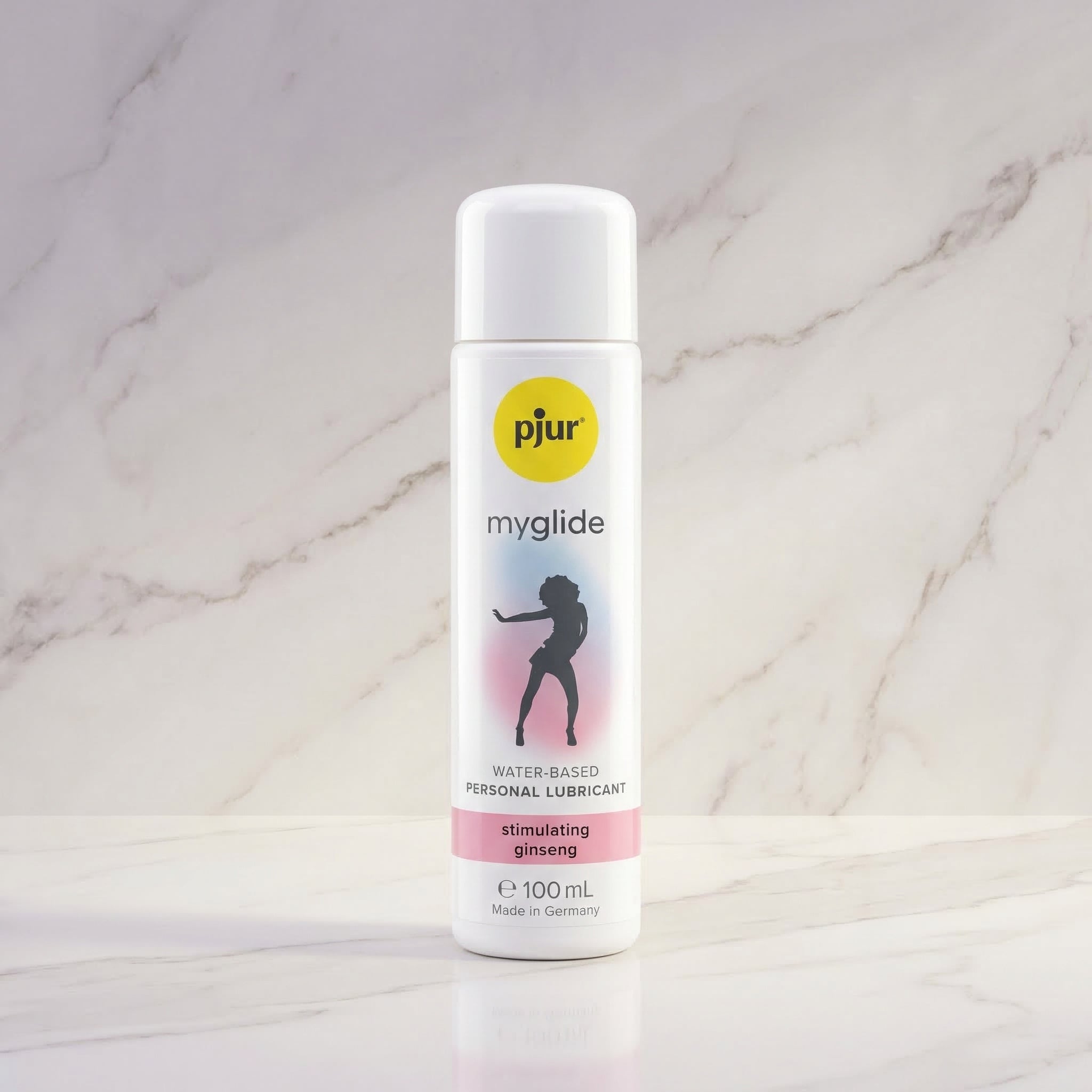 Pjur Myglide stimulerend glijmiddel op waterbasis met ginseng, witte fles 100 ml, productfoto