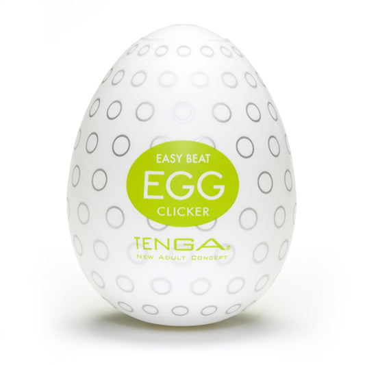 Tenga Easy Beat Egg Clicker wit met groen label en cirkelpatroon